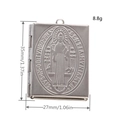 Silver 316L stainless steel rectangular locket with religious relief and size specs - Square Style C Virgin Mary 35*27mm