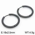 Minimalist black 18K stainless steel hoop earrings in 18x2.5mm size and 4.5g weight - 18*2.5mm Black Ke113207-zz / A Pair Of [inner Diameters]