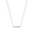 Elegant gold necklace featuring three white pearls in a minimalist horizontal design - GPN20-Gold Triple Pearls Horizontal Station