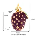 Mini strawberry DIY jewelry pendant in purple enamel with gold spots, size 9x15mm - Purple Strawberry Shape (M15Grape)