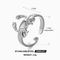 Anillo de cangrejo ajustable de acero inoxidable plateado para mujer con forma detallada - Diseño de Cangrejo / Color Acero