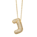 Elegant gold letter J pendant necklace with pave-set sparkling cubic zirconia stones - Letter J / Gold