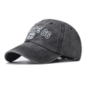 Vintage washed cotton Route 66 baseball cap with white embroidered shield in dark gray - Adjustable / Black