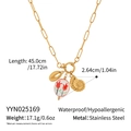 Goldene Edelstahl Ocean Tulpen-Halskette mit Emaille-Anhängern auf weißem Hintergrund - Tulpen- & Muschelanhänger-Stil (YYN025169)