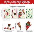 Adesivi natalizi elettrostatici per vetri con Babbo Natale e renne set 150 pezzi - Set di 4 Fogli con Motivo Natalizio (UV24Y12562T_T)