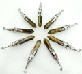Set of eight hexagonal tiger eye crystal pendants with silver-tone filigree metal caps - Antique Silver Tiger Eye