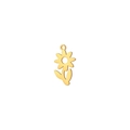 Gold stainless steel flower pendant with leaves and stem on clean white background - Flower / Gold