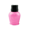 Botella dosificadora rosa macaron para quitaesmalte con tapa de presión negra para uñas - Botella de Bomba de Corona Rosa