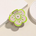 Pink and purple acetate flower hair claw clip with neon green trim and rhinestone - Green