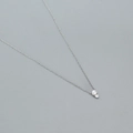Minimalist S925 silver necklace with small white pearl and micro-inlaid zircon pendant - White Gold