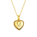 Golden heart pendant necklace with engraved letter M in polished stainless steel - Letter M Style (S-P151-M)