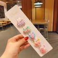 Set of five pairs of colorful macaron flower hair ties on white display card - Cartoon Flower Style (11#) / 10 Pieces Pack