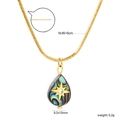 Stainless steel oval starburst pendant necklace with colorful crystal and dimensions - Octagram Waterdrop Necklace / Gold