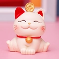 Gatto della fortuna in ceramica bianca con moneta d'oro per decorazioni di Capodanno - Gatto Seduto (SJ0001-4)