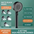 Soffione doccia portatile nero opaco pressurizzato con 5 modalità di spruzzo regolabili - Soffione Doccia Black Knight