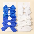 Set de 8 pinzas para el pelo con lazos acanalados en azul y blanco para niñas - 6# Azul/Blanco Set (8 piezas)