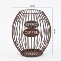 Nordic brown metal coffee capsule storage basket with COFFEE cutout logo 16x18cm - Medium / Coffee
