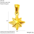 Dettaglio macro del ciondolo a stella in acciaio inossidabile dorato 18k 16x13mm - Pendente Stella a Otto Punte (SP610G)