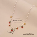 Collana di perle con ciondolo a fragola in cristallo e cuore dorato in acciaio inox - Collana di Perle Cuore Fragola (1# Collana)