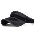 Lightweight black mesh sun visor hat with long brim for running and outdoor sports - Adjustable / Black
