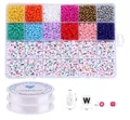 DIY jewelry kit with 24-grid box containing colorful glass beads and letter beads - Box 12 (12 Grids 4mm Bead & Letter Kit)