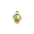 Green 6mm round birthstone pendant in golden stainless steel for DIY jewelry - Light Green - Gold