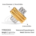 Macro shot showing exact dimensions and features of bicolor striped stainless steel ring - Striped Cross Ring (YYR025353)