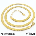 Golden stainless steel blade chain necklace with 5mm width and lobster clasp - 5mm x 45cm / Gold