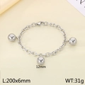 Polished silver stainless steel bead bracelet with 12mm balls and lobster clasp - Steel Color (3 Beads 12mm) / 20cm