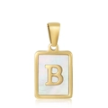 Pendente quadrato dorato con madreperla bianca e lettera B in oro per collana - Lettera B