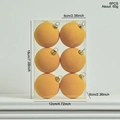 Set of 6 orange 6cm flocked Christmas balls with gold hangers in a clear box - Set of 6 / Yellow