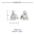 Dimensioni del ciondolo a elefante in rame argento con altezza 14mm e larghezza di 13mm - Ciondolo Elefante / YE031-1 Argento Elefante
