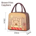 Brown Capybara insulated lunch bag with cartoon fries print and sturdy handles - Brown Fries KBLP