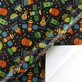 Space theme wrapping paper roll with rockets and UFOs on black background - Style 2: Black Spacecraft & Rocket