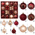 Christmas ornament set with 6cm and 3cm red and champagne gold decorative balls - Wine Red