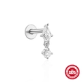 Orecchino a perno in argento S925 con nappa di diamanti scintillanti a forma di rombo - Stile Pendente Iris #3 / Oro Bianco