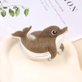 Pince à cheveux dauphin marron et blanc en acétate pour coiffures élégantes femmes - 8.7×5.5cm / Gris