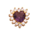 Purple heart-shaped zircon pendant with gold setting and surrounding micro-pave diamonds - Purple Heart (M641801-Purple)