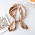 Elegant champagne silk scarf with brown geometric G-pattern in a stylish bow tie knot - Geometric G Pattern Coffee Pink