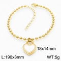Bracciale a sfere dorate con ciondolo a lucchetto a cuore bianco lungo 190 mm - Bracciale Cuore Bianco Dorato (KB167254-Z)