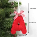 Red felt Christmas tree ornament letter A with bow and bell for holiday party decoration - A-Bell