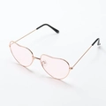 Pink heart-shaped sunglasses with slim gold metal frame and semi-transparent lenses - Light Pink
