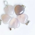 15mm heart-shaped natural amethyst and agate stone pendants with silver metal clasps - Grey Agate
