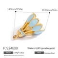 Gold stainless steel light blue shell pendant, 14.9mm waterproof jewelry charm - Gold Light Blue Badminton Pendant (PJ92460B)