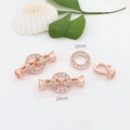 18K rose gold figure-8 pearl clasp with zircon stones for DIY jewelry making - Small Round / Rose Gold
