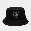 70th Birthday black cotton bucket hat with funny slogan for outdoor sun protection - M (56-58cm) / 70th Birthday Theme (Black 70) / Black
