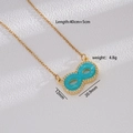 Collier infini plaqué or 18K avec pierre turquoise et cristaux blancs étincelants - Bleu lac