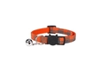 British style orange and black plaid pet collar with cat safety buckle and silver bell - Basic Style / Orange