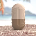 Beige and brown ice face roller for facial massage and puffiness relief in a beach setting - Shell Texture / Brown