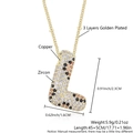 Golden balloon bubble letter L pendant necklace with leopard pattern zircon inlay - Letter L